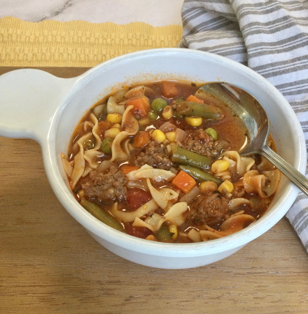 Beef Vegetable Noodle Soup Seasoning Mix and Recipe Card